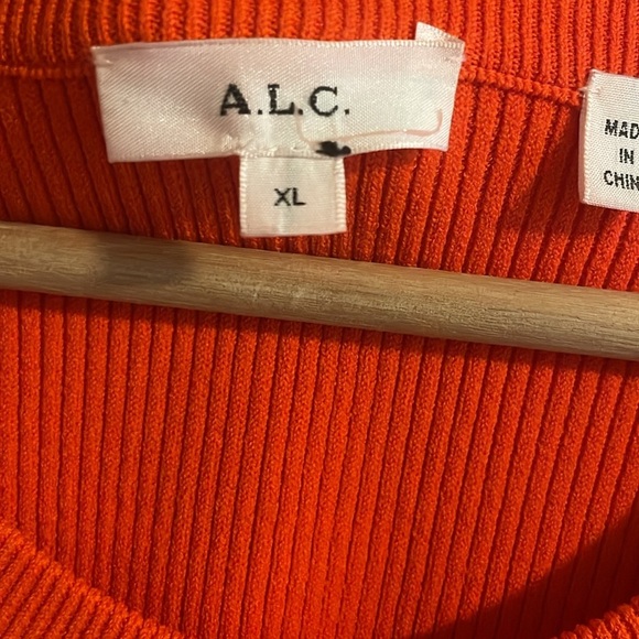 A.L.C Vance Dress Women’s Size XL Mini Ribbed Knit Tangerine Orange - Picture 9 of 11